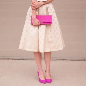 Eliza J Metallic Gold Dot Midi Skirt